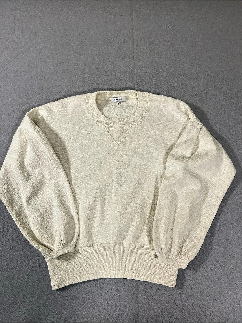 Madewell Cotton Crewneck Sweater in Cream Size XS